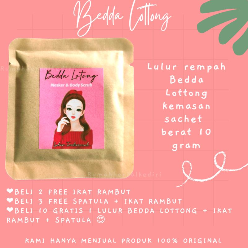 LULUR REMPAH KAYU BANGKAL, BEDDA LOTTONG, SCRUB PEMUTIH KETIAK KEMASAN 10GR