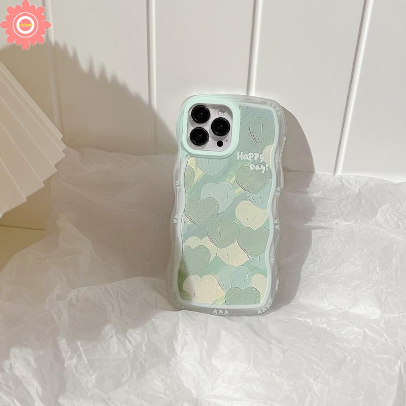 Soft Case Motif Lukisan Minyak Hati Hijau Untuk Oppo A17 A57 2022 A54 A15 A7 A1K A17k Reno 5 6 7 8 4F 4Lite A5s A12 A16 A3s A11K A15s A33S A35S A3 A52 2020