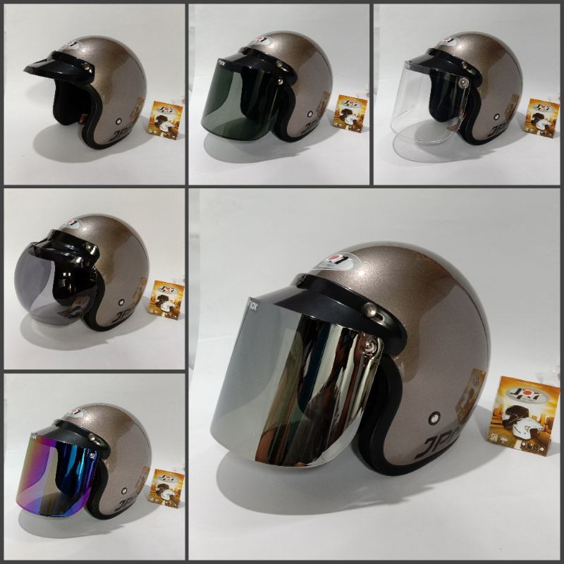 Helm bogo/retro jpn granito set kaca datar/cembung/pet