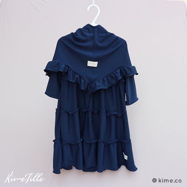 Gamis Anak Navy Kime Rempel SET ( gamis + khimar )