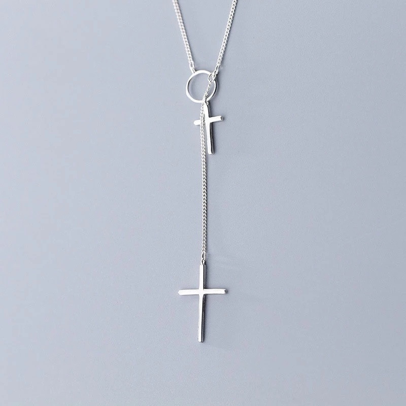 Fashion Simple Cross Long Chain Pendant Necklace For Women