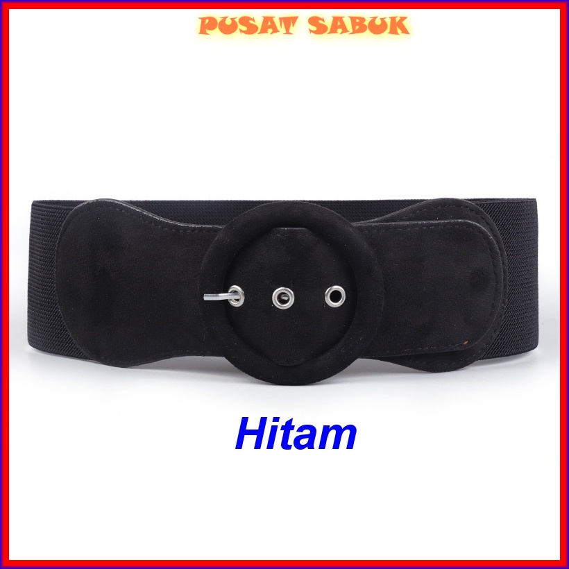 Belt Gesper Lebar Obi Sabuk Ikat Pinggang Wanita Korea Kekinian Karet Elastis Cewek Gasper besar Hitam Fashion Cantik Murah Jumbo Women Praktis Modis Mewah Pingang Grosir Melar Blet Modis