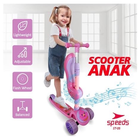 Skuter Anak Sepeda Roda 3 Kickboard Scooter SPEEDS