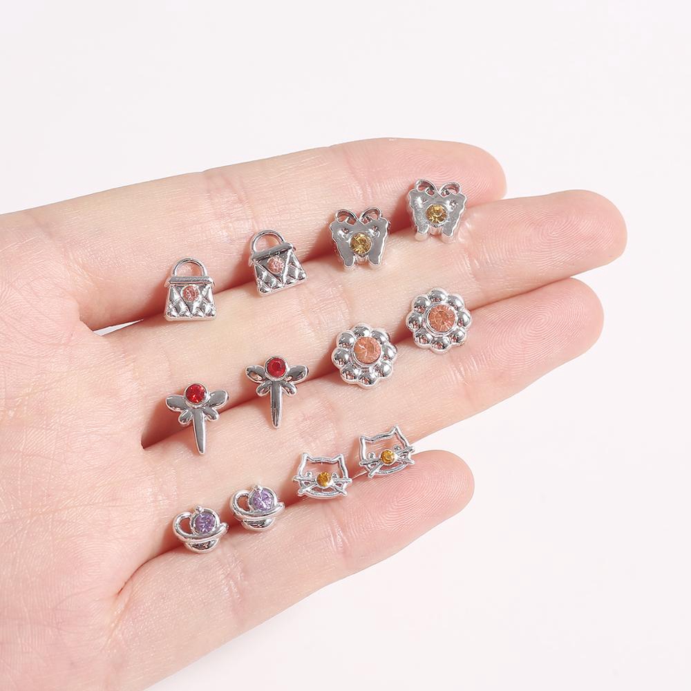 36 Pasang / Set Anting Stud Kristal Berlian Imitasi Bentuk Bunga Untuk Wanita