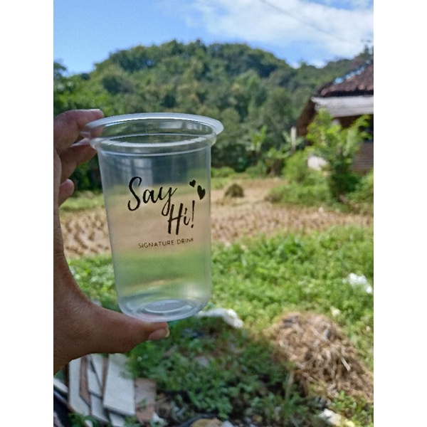 Sablon gelas plastik 12oz Oval cup Starindo
