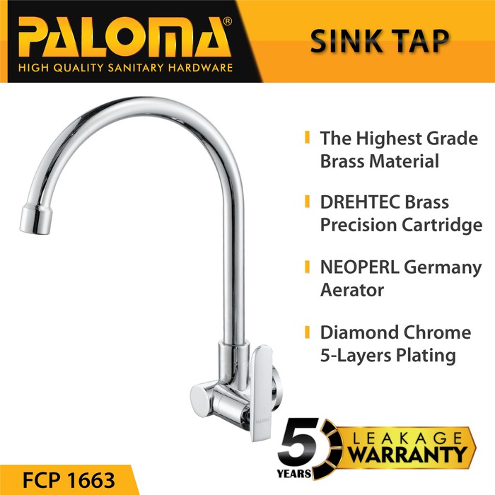 Tap PALOMA FCP 1663 Keran Kran Air Dingin Sink Wastafel Dapur Tembok