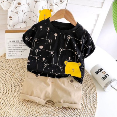 Plazababyku SET METRO POLAR BEAR EBV Setelan Kemeja Bayi Laki-laki Lengan Pendek