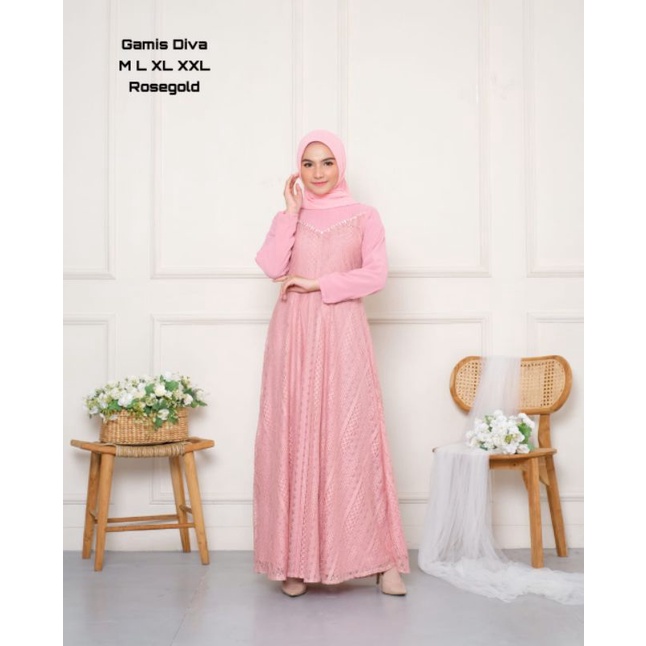 gamis diva / gamis Naura / gamis pesta terbaru / gamis simple / gamis lilac / gamis lavender