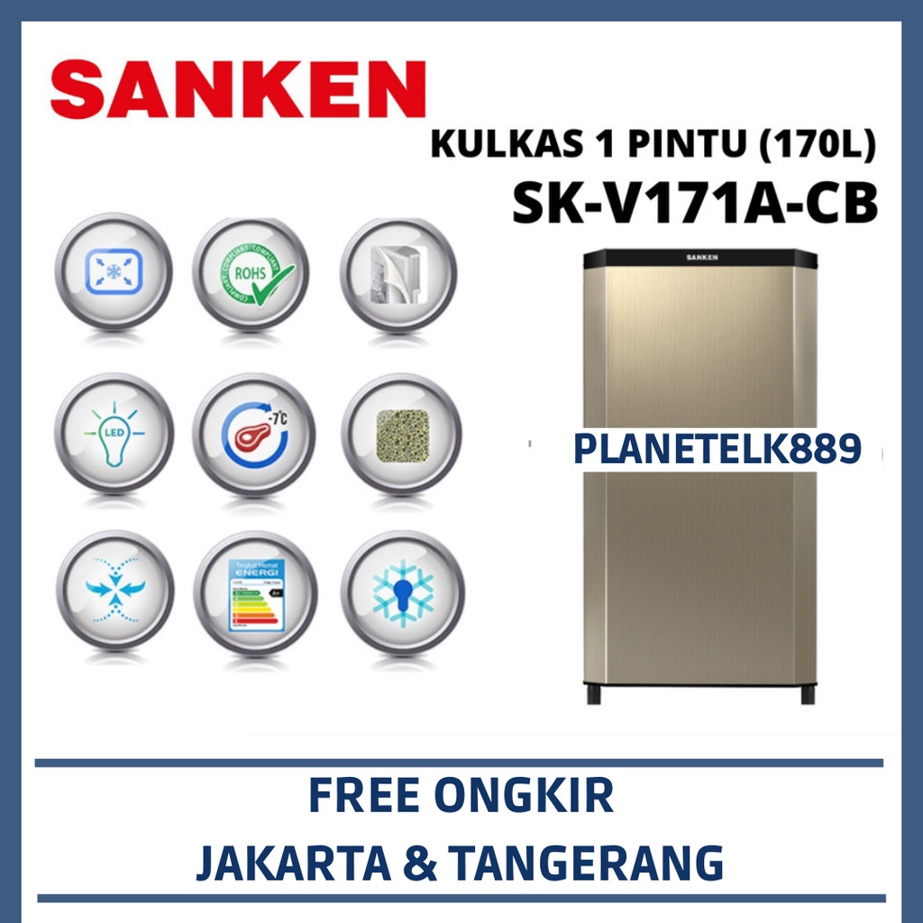 SANKEN SK-V171A-CB KULKAS 1 PINTU SANKEN 170L SKV171ACB SKV171A