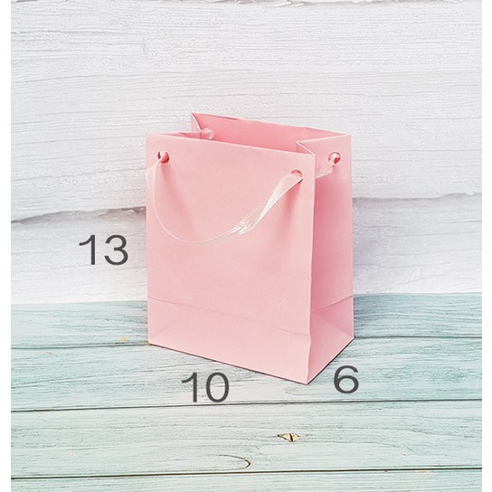 

SALE paper bag MINI warna PASTEL 10x13 paperbag polos tali pita tas kertas - Pink