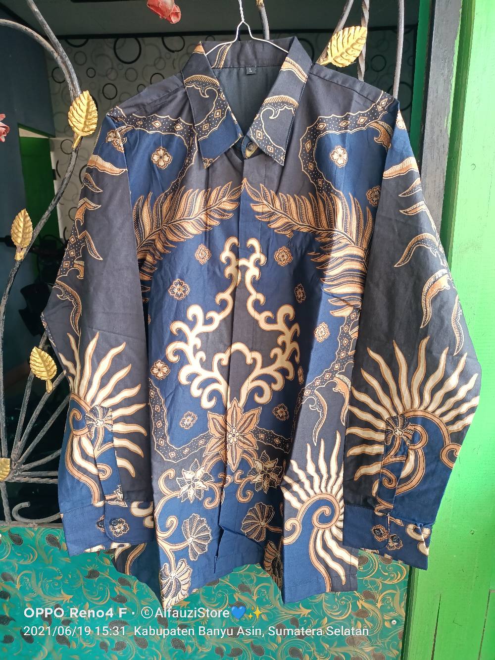 Krisno Mukti Navy Kemeja Batik Pria Lengan Panjang Full Furing Katun Halus Batu Raden