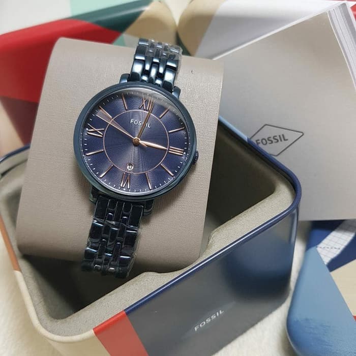 Jam Tangan Fossil Jacqueline ES-4094 Navy Blue Authentic Warranty