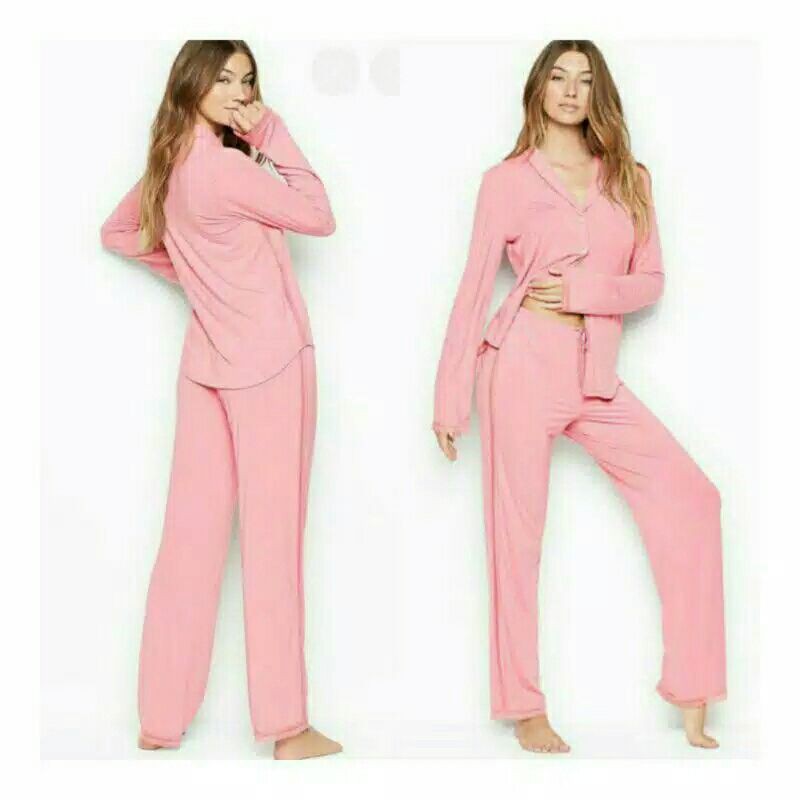 V*S Super Soft Modal Pajamas Sleepwear Top (Atasan Saja) - Pink Lace Original