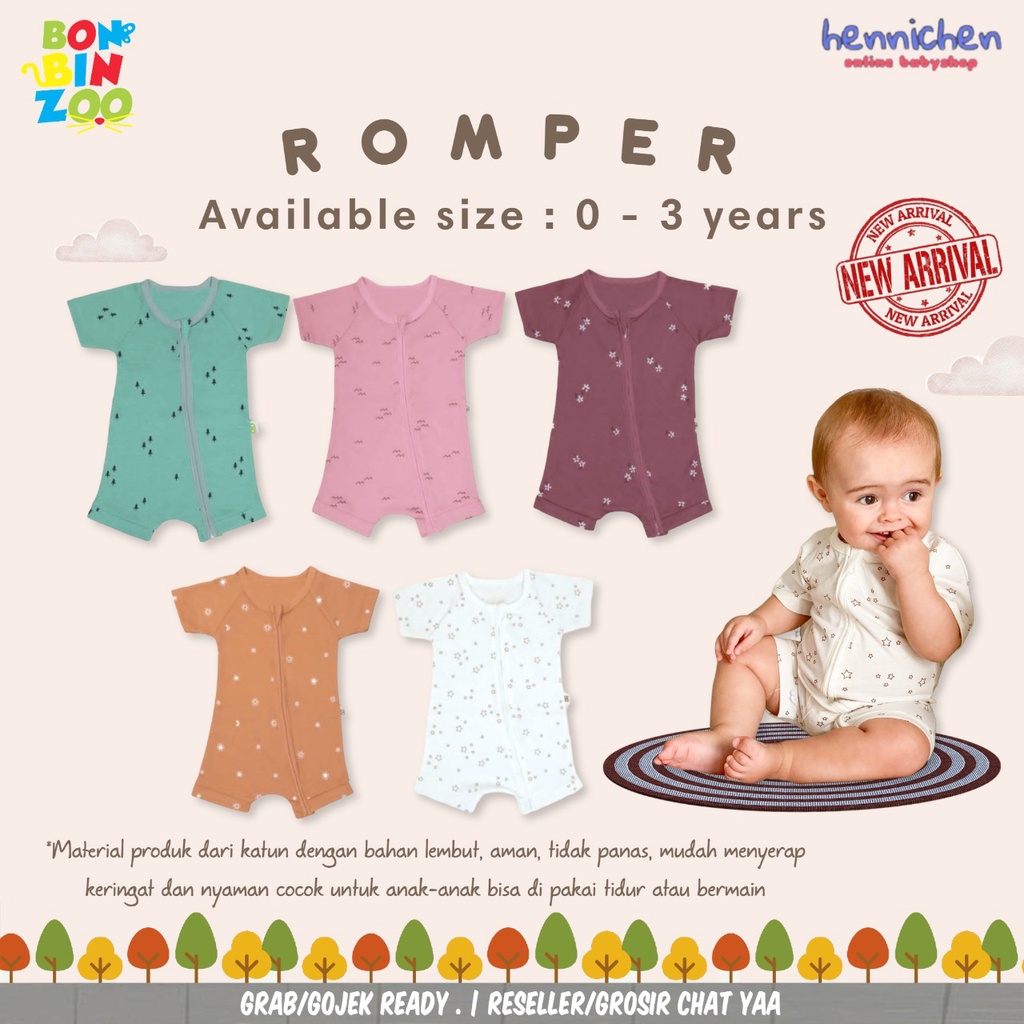 BONBINZOO BODYSUIT NATURE SERIES BABY BAJU ROMPER ANAK 0-12 BULAN SML