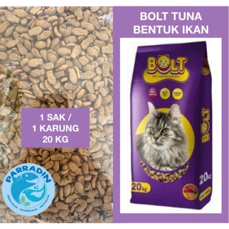 Makanan Kucing BOLT TUNA Bentuk IKAN 1 Sak / Karung