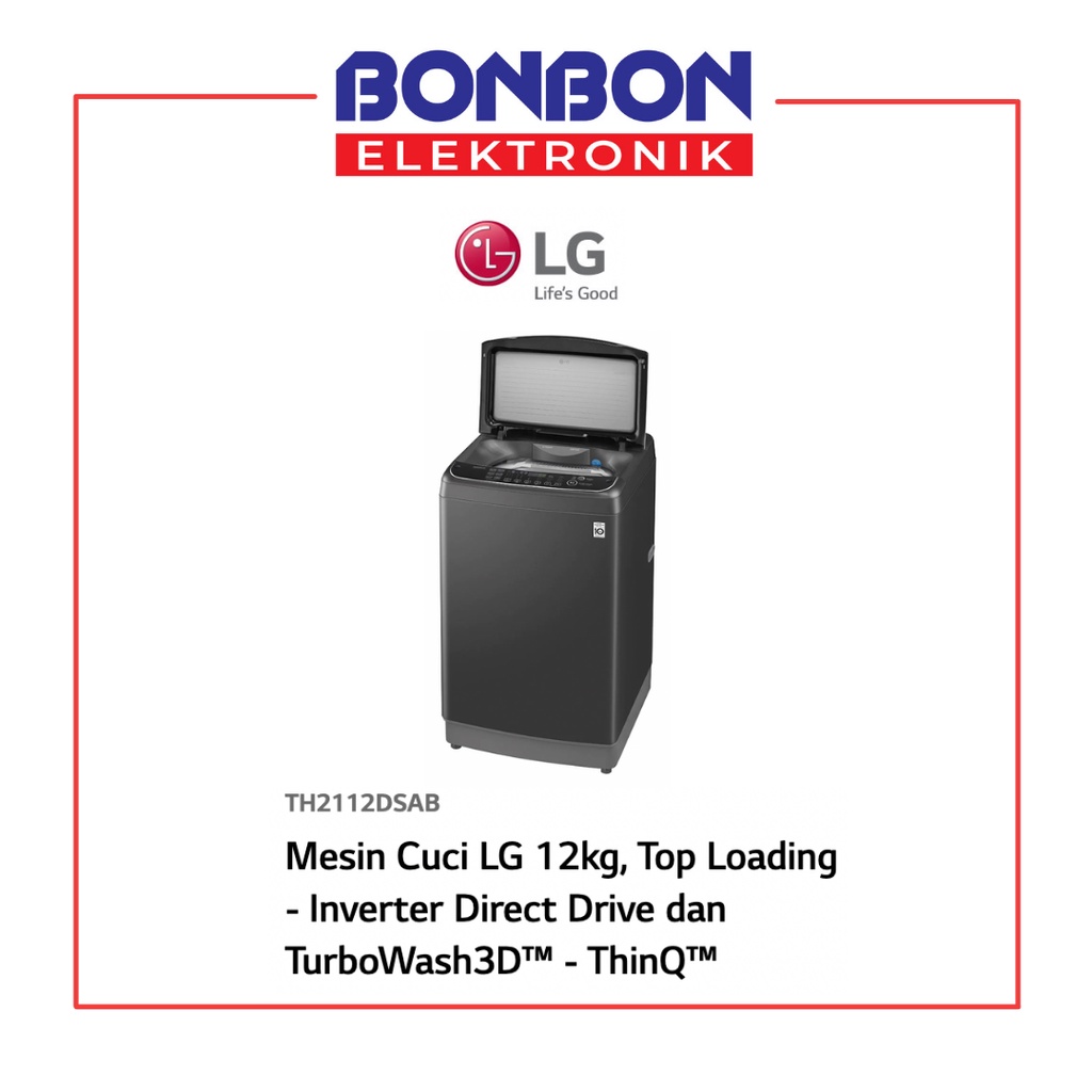 LG Mesin Cuci 1 Tabung 12KG TH2112DSAB / TH 2112 DSAB INVERTER