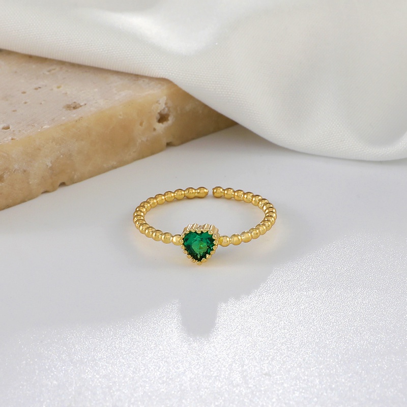 Cincin Kristal Zircon Bentuk Hati Warna Ungu Gaya Vintage Korea Untuk Wanita