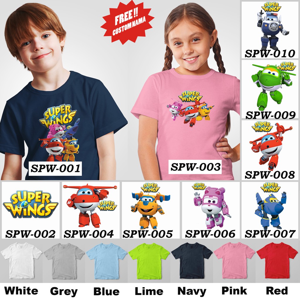 [FREE NAMA !!] Kaos Anak &amp; Family Super Wings 100% COTTON PREMIUM