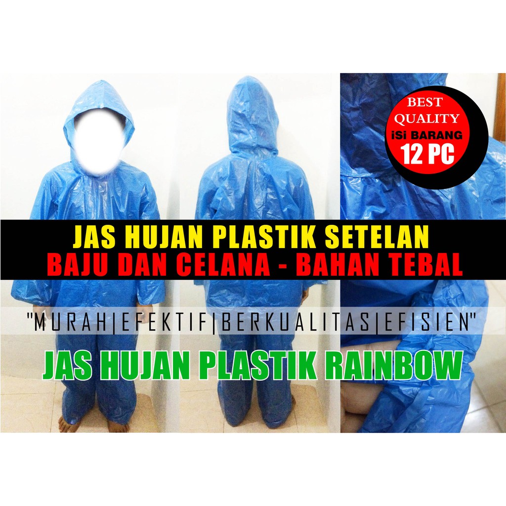 Jas Hujan Plastik Tebel  setelan baju + celana -- Harga Per LUSIN