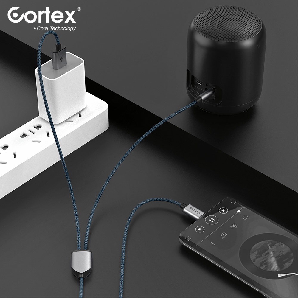 Cortex MH264 Type-C to Jack 3.5mm with USB Charging / Tipe C Audio + Charger Kabel 1.2Meter