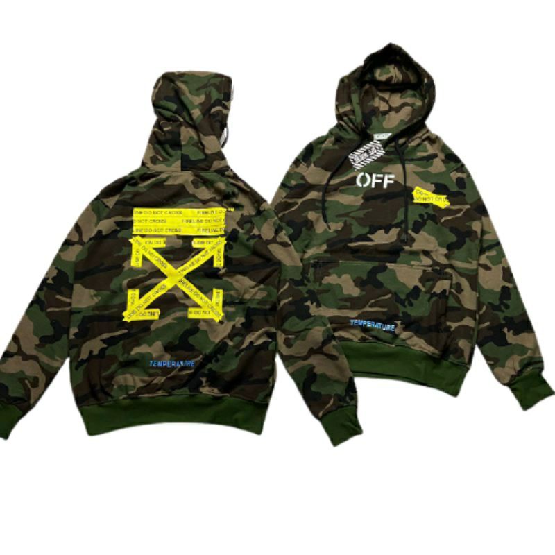 Hoodie Sweater Camo Off White Loreng Unisex Cewek Cowok Premium
