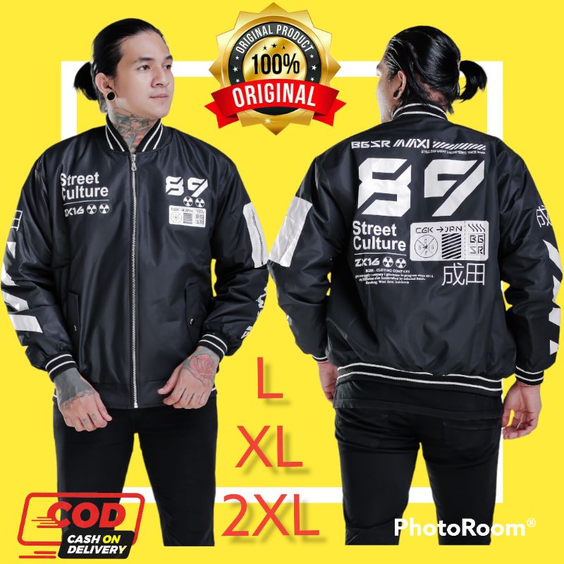 jaket boomber pria distro jumbo original bgsr jacket ori bomber varsity sukajan baseball big size se