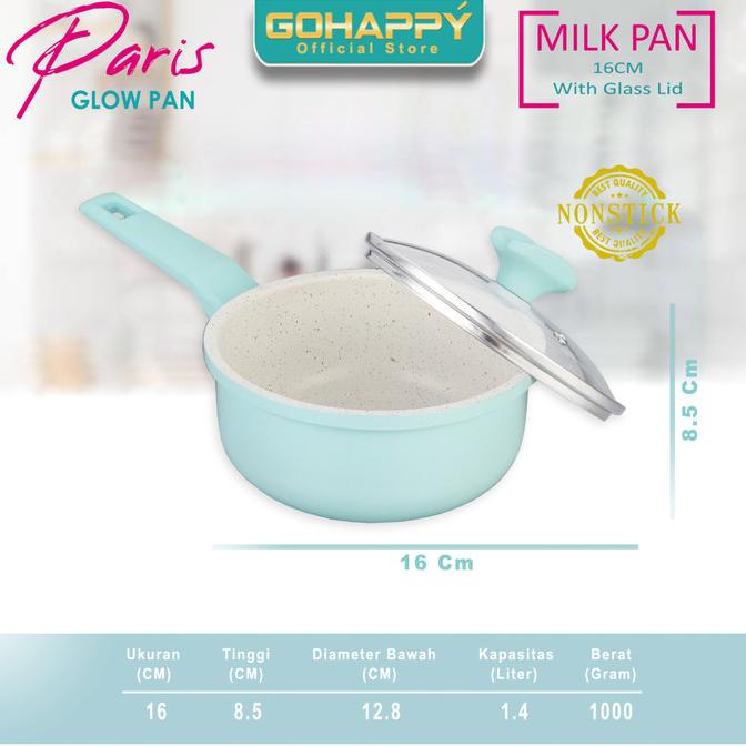 Panci Susu Sauce Pan PARIS Marble Gohappy 16 cm GHP02 Tosca Glow Pan