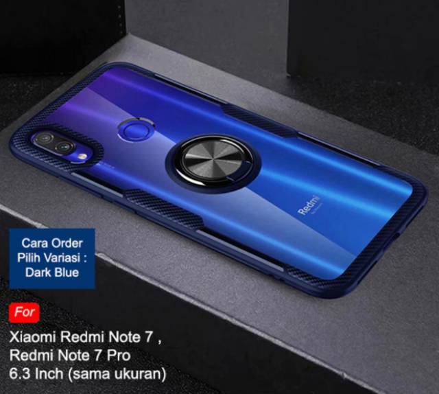 Case Redmi Note 7 - Fuze Carbon Stand Holder Ring Casing Xiaomi Redmi Note 7 SC