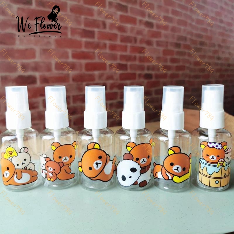 Botol Spray Kosong Portable Bahan Plastik Transparan Motif Kartun Rilakkuma Isi Ulang 50ml/100ml