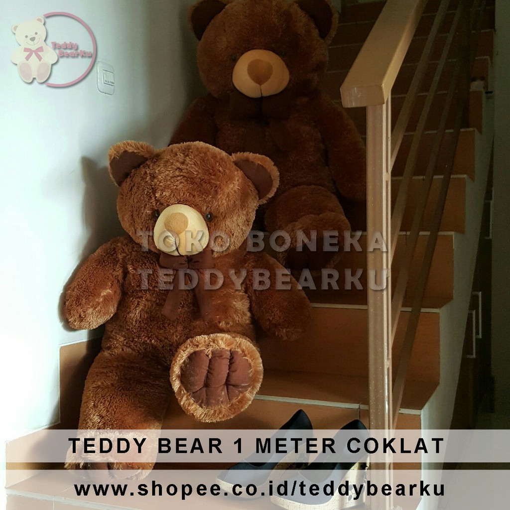 BONEKA TEDDY BEAR JUMBO WARNA COKLAT UKURAN 1 METER KHAS BANDUNG