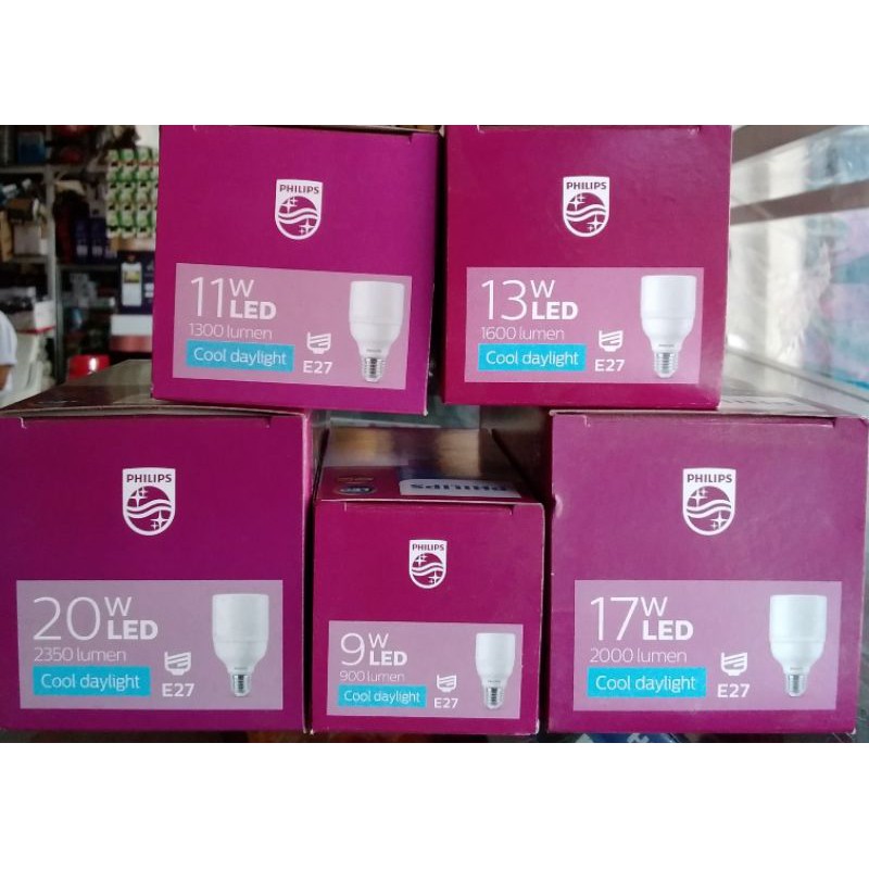 Philips LED Bright 9W, 11W, 13W, 17W, 20W, Cahaya Putih (6500K)