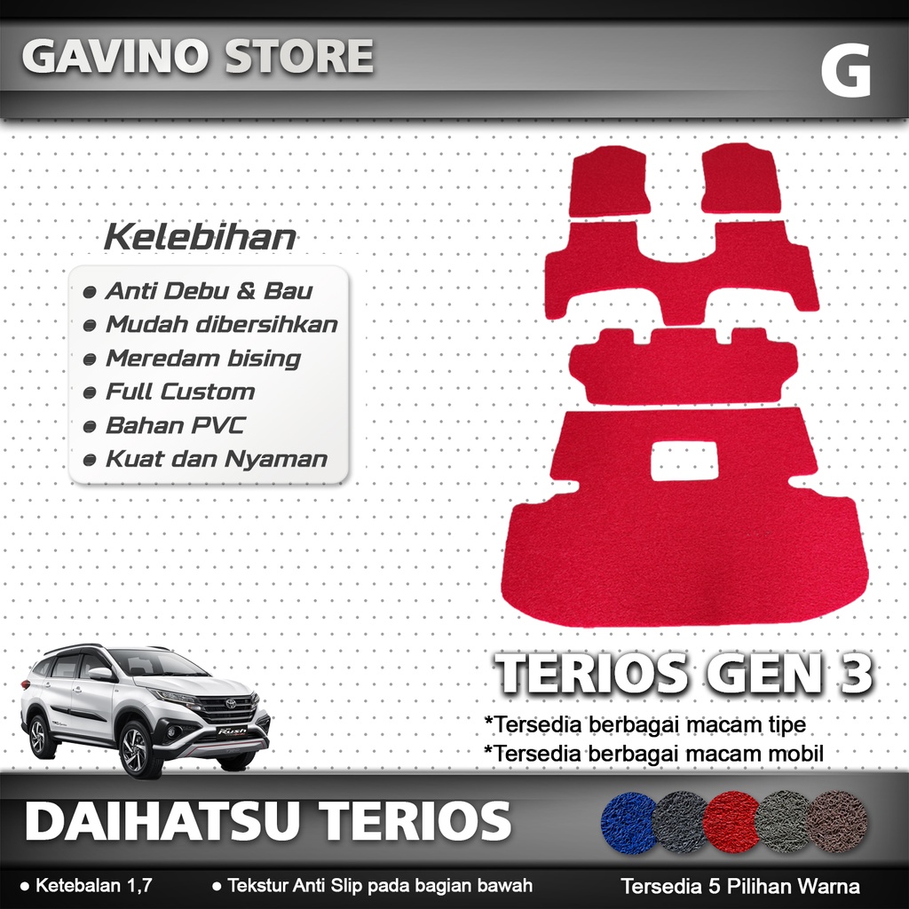 Karpet Mobil DAIHATSU TERIOS NEW / ALL NEW TERIOS / coil mat/ karpet cacing / Mie Bihun / aksesoris 