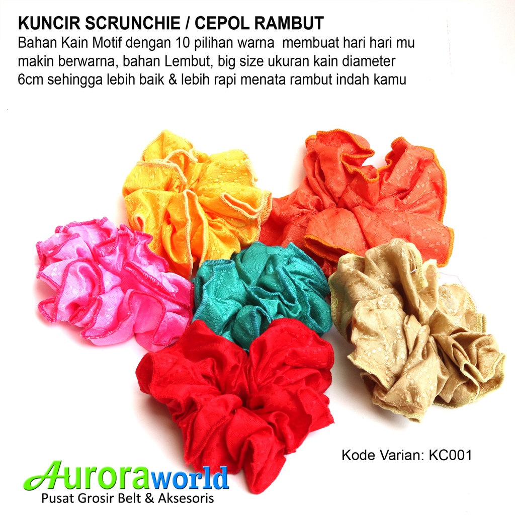 Kuncir Scrunchie /Cemol/cepol rambut/Ikat Rambut Ponytail Elastis Warna-Warni XL