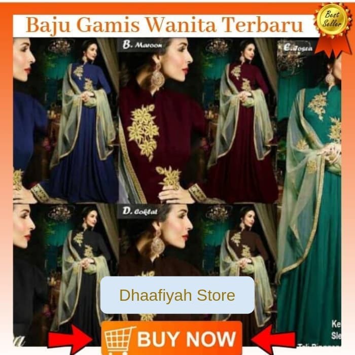 Baju Busana Muslim Wanita Gamis Syari Pesta India Fiona
