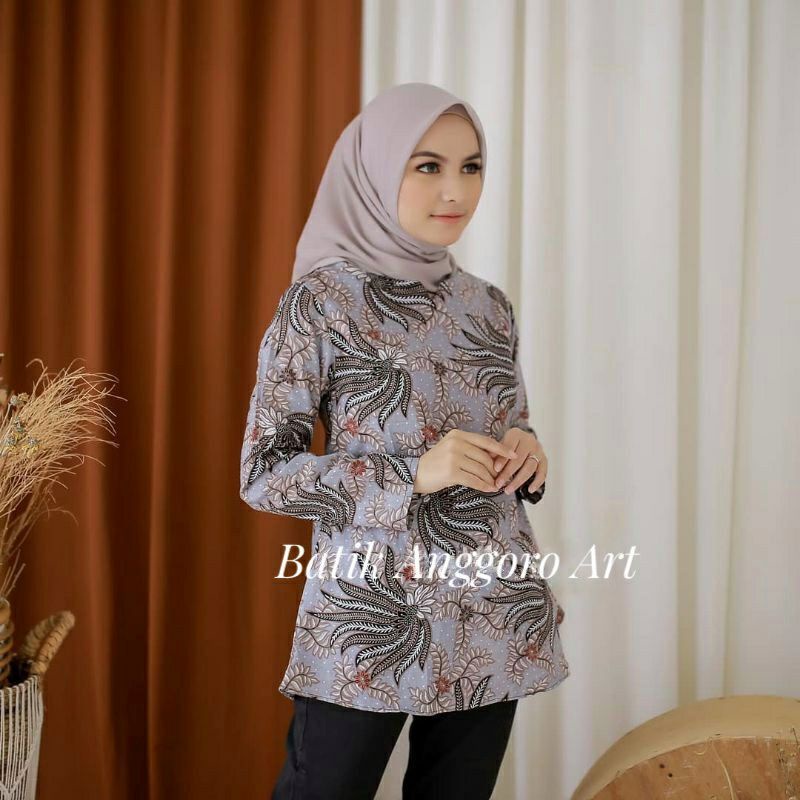 tey-17 Batik Wanita ASJ SA HRB026 Kenogo Kemeja Tosca Pendek-14