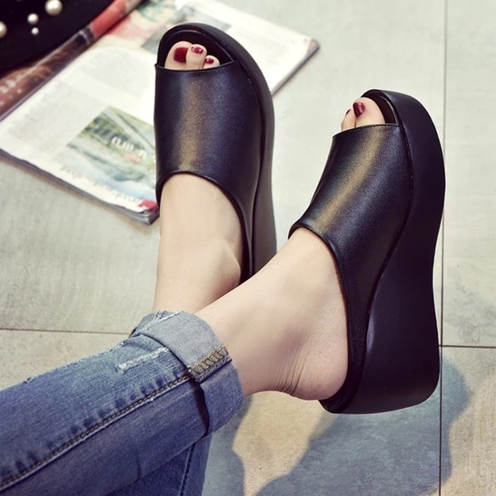 Cafana Sandal Wedges Wanita Sabina SDW278 Hitam Wedges