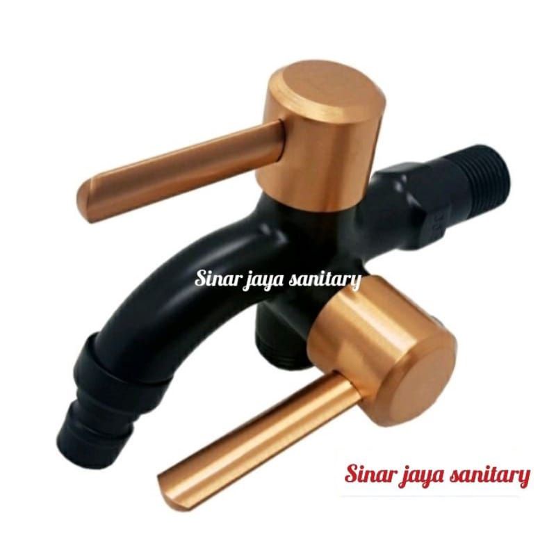Kran tembok cabang black gold stainless / Kran cabang black gold