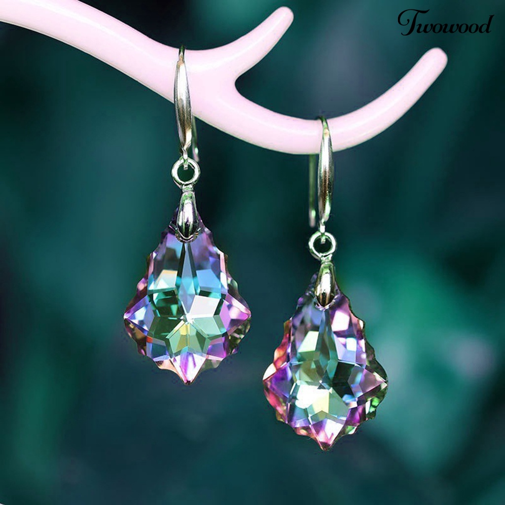 Twowood 1 Pair Dangling Earrings Comfortable Wearing Wear-Resistant Faux Crystal Women Ear Hooks for Banquet