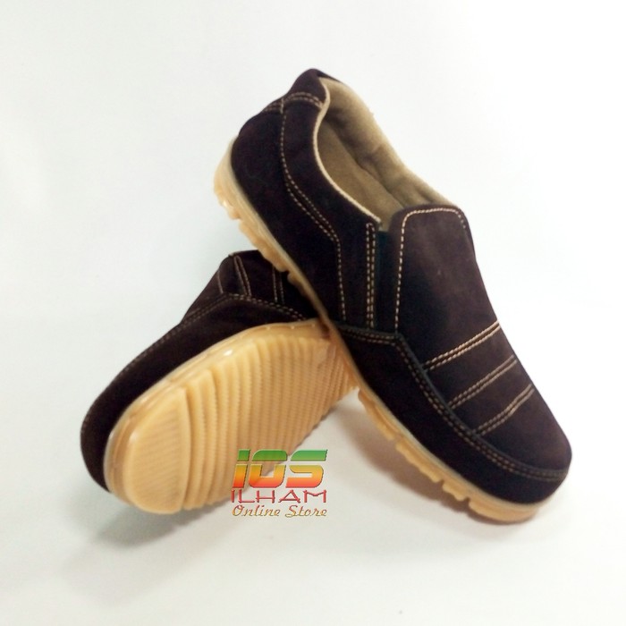 Sepatu Sneakers Slop Kickers Suede Garis 39/43 Cokelat