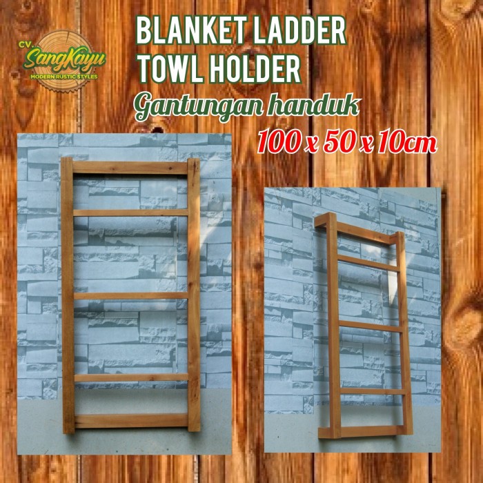 Gantungan handuk kayu towl holder rak handuk selimut towl ladder