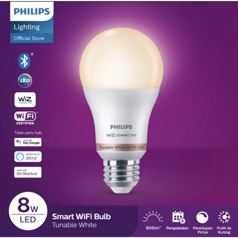 LAMPU PHILIPS SMART WIFI BLUETOOTH LED 8W 8 WATT TUNABLE WHITE SMART