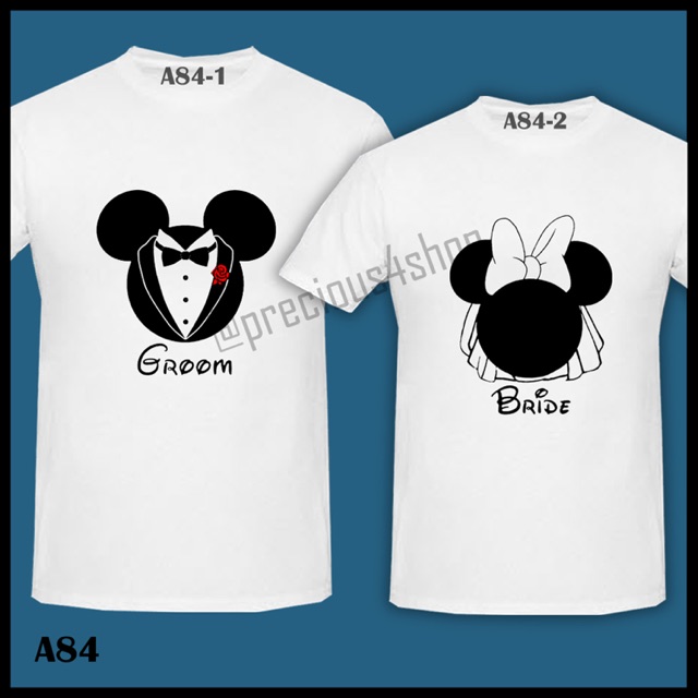 MICKEY & MINNIE Disney Bride Groom Tuxedo Gown | Kaos Couple T-Shirt