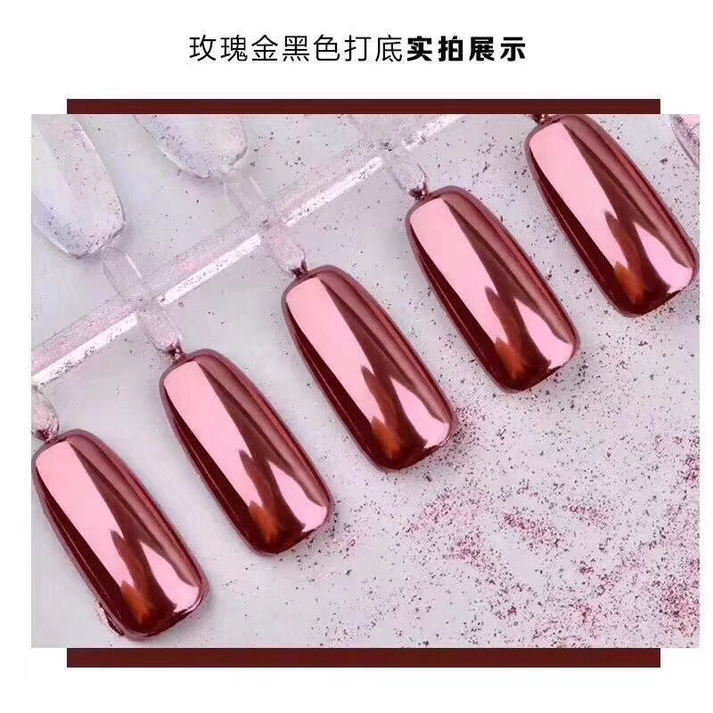 Chrome nail pink rose gold nailart mirror powder glass effect Produk Good Quality