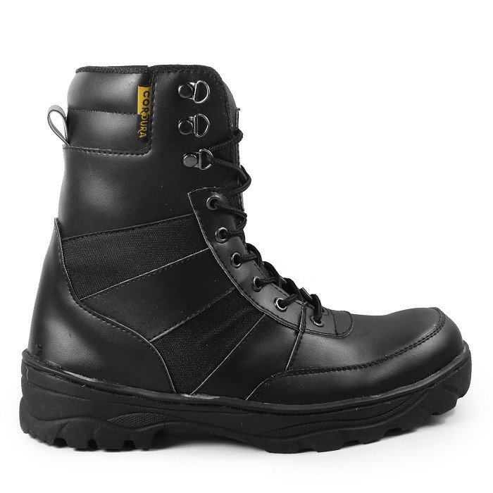 Sepatu Boots Safety Pria Ninja PDL Tinggi Sleting 8 Inci Hitam Ujung Besi Outdoor Hiking Kerja Laki