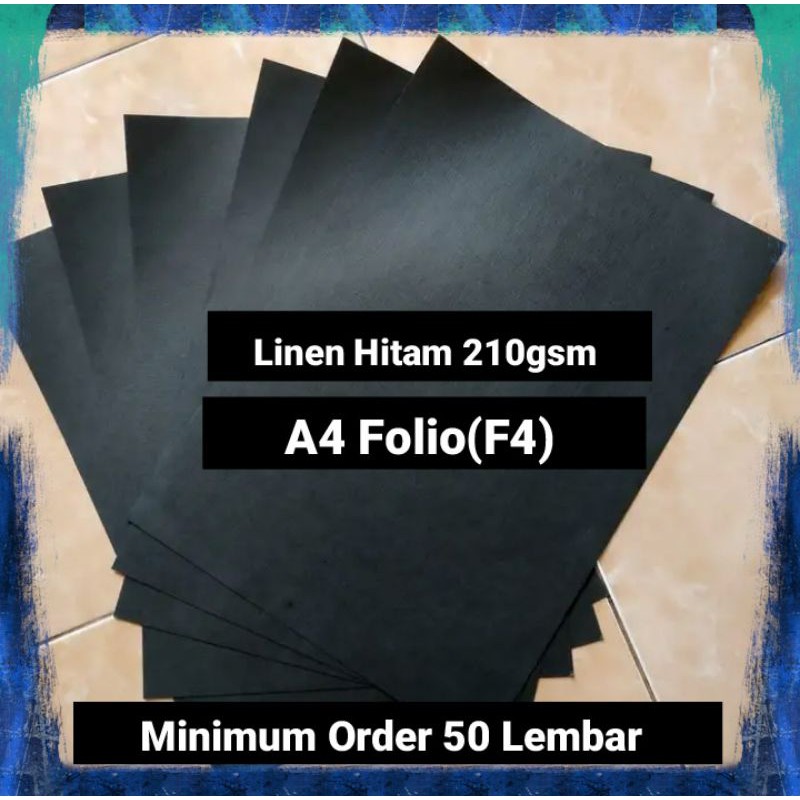 

(minim 50 lembar)Kertas Linen Hitam A4 Folio 200gsm