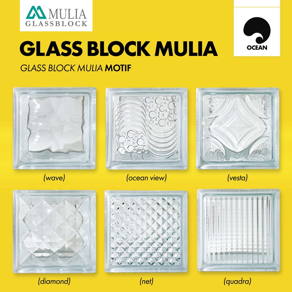 GLASS BLOCK DINDING MULIA / GLASS BLOK KACA RUMAH | MOTIF - 1 dus (6buah)