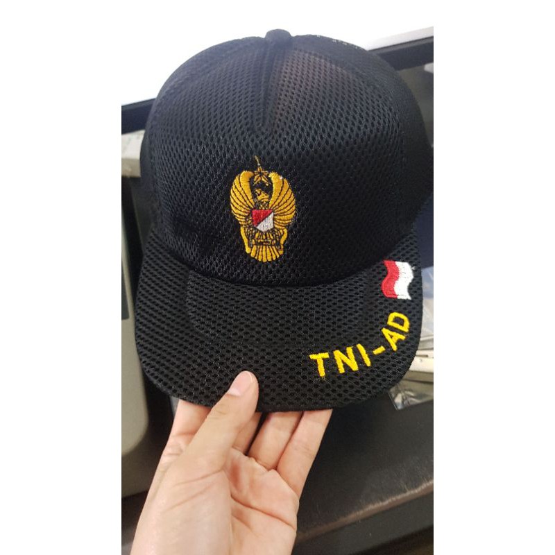 Topi Jaring TNI AD Hitam|Topi TNI AD hitam|Topi pria