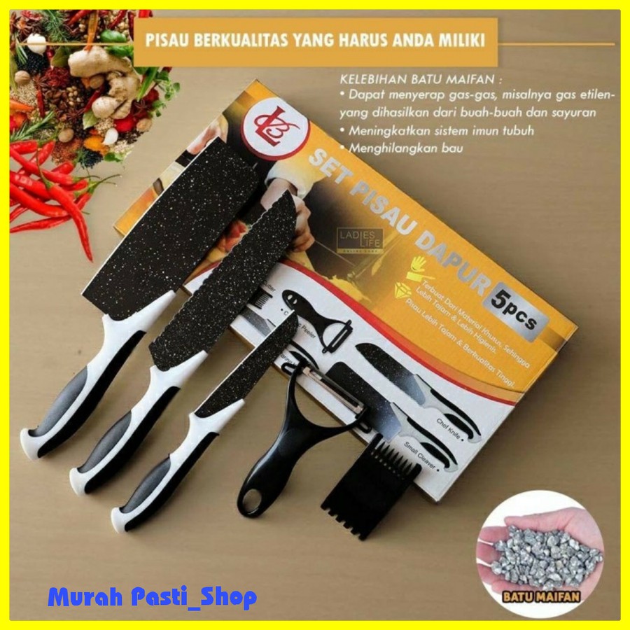 Pisau Set Premium - Set Pisau Batu Maifan - Set Pisau Anti Lengket MURAH