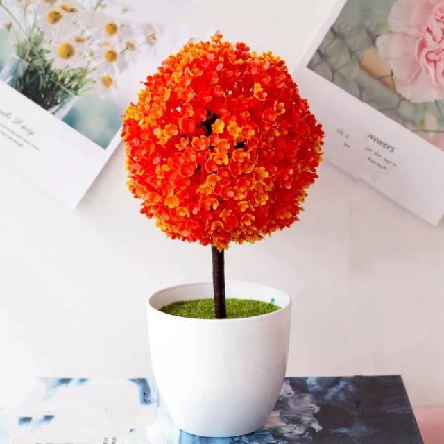 NFS348 Bunga plastik / Pajangan bunga Artifisial / Vas Bulat-Orange