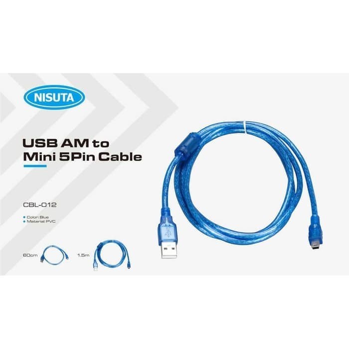 Kabel USB Nisuta Mikuso CBL-012 1.5 Meter 2.0 - USB AM to Mini 5Pin